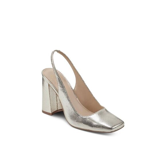 MARC FISHER Womens Gray Knot Comfort Dellian Square Toe Slip On Leather Heeled M
